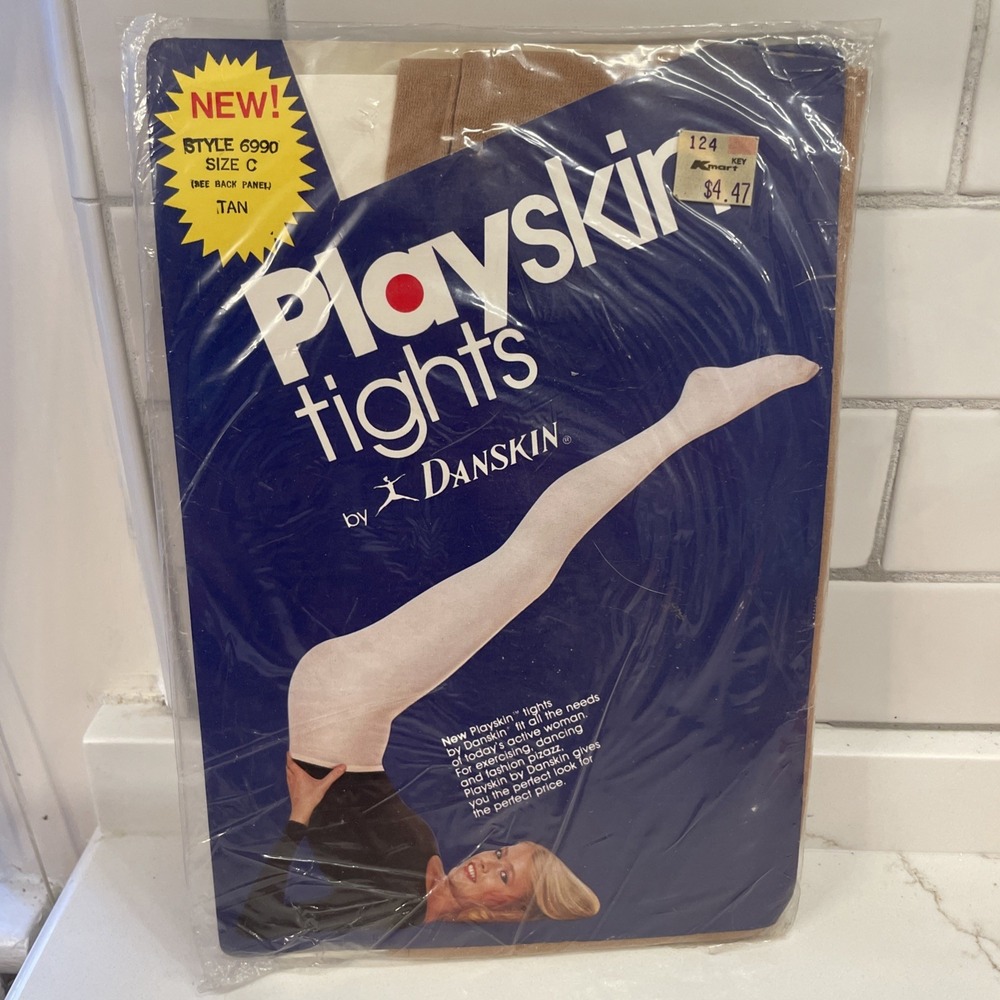 Vintage Danskin Playskin Tights Tan Size C Women M/L Dance 1980s New Old Stock